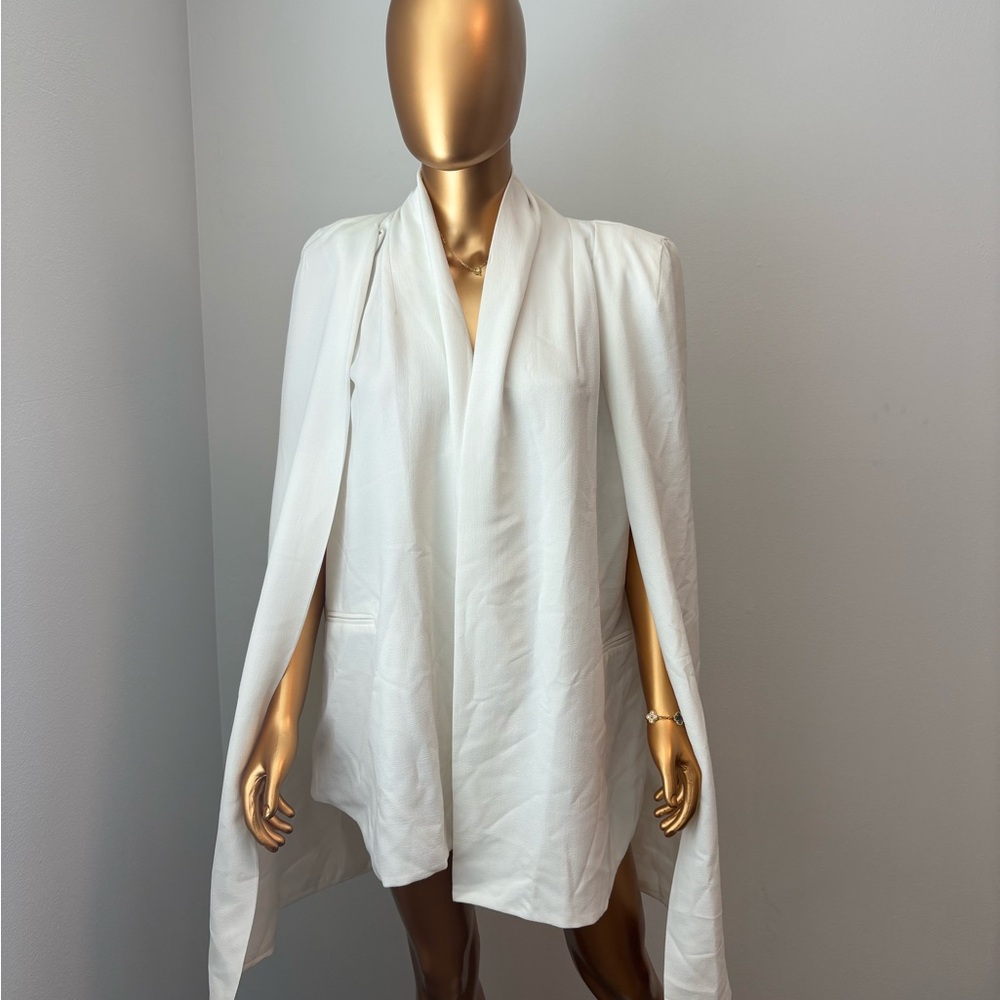 Audrey 3+1 White Cape Blazer
